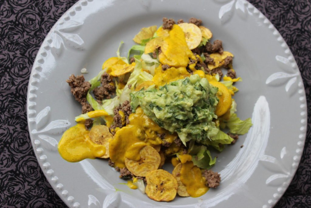 aip autoimmune protocol paleo whole 30 dairy nightshade free nachos beef mexican food snacks gelatin cheese substitute guacamole plantain chips