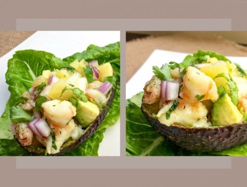 Paleo Pineapple-Shrimp Stuffed Avocados