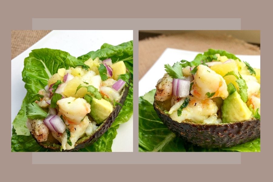 Paleo Pineapple-Shrimp Stuffed Avocados